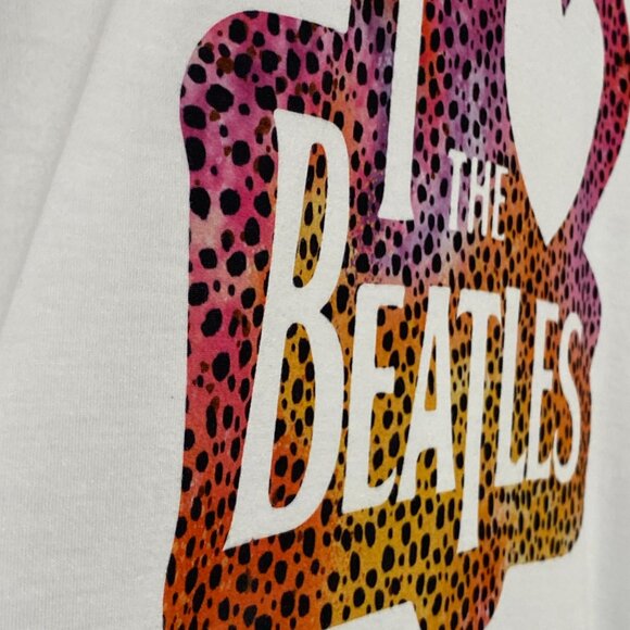 I Love The Beatles Heart Leopard Cheetah Print Handmade Custom Shirt Sublimation - Picture 7 of 11